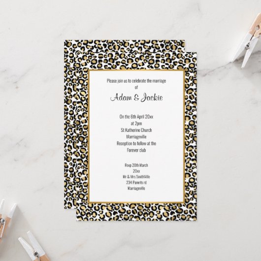 INVITATION LUXE LEOPARD OR TRIM MARIAGE (Devant/Arrière en situation)