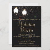Invitation Luxe Lumières Black & Gold Corporate Holiday Party (Devant)