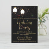Invitation Luxe Lumières Black & Gold Corporate Holiday Party (Debout devant)