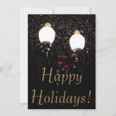 Invitation Luxe Lumières Black & Gold Corporate Holiday Party (Dos)