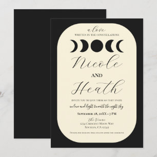 Invitation Luxe Luna Noir & Crème Phase Lunaire Mariage 