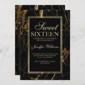 Invitation Luxe Marbre noir et or Texture (Devant / Derrière)