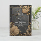 Invitation Luxe Marbre noir & Mariage VIP Tropical Gold (Debout devant)