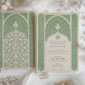 Invitation Luxe Mariage de laque islamique Sage Green