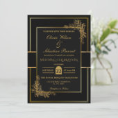 INVITATION LUXE MARIAGE NOIR & OR (Debout devant)