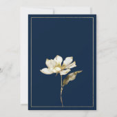Invitation Luxe marine bleu or blanc fleur Enregistrer la dat (Dos)
