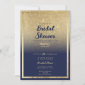 Invitation Luxe marine bleu or ombre parties scintillant Fête (Devant)