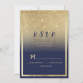 Invitation Luxe marine bleu or ombre parties scintillant RSVP (Devant)