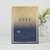 Invitation Luxe marine bleu or ombre parties scintillant RSVP (Debout devant)