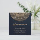INVITATION LUXE MARINE GOLD CLASSIQUE ORNATE MANDALA QUINCEAN (Debout devant)