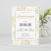 INVITATION LUXE MARINE OR ÉLÉGANT ROSE FLORAL QUINCEANERA (Debout devant)