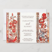 Invitation Luxe moderne Mariage asiatique Ruby (Devant)