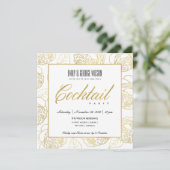 INVITATION LUXE NAVY FAUX OR ROSE FLORAL COCKTAIL PARTY (Debout devant)