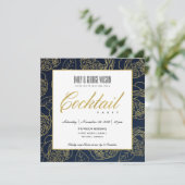 INVITATION LUXE NAVY FAUX OR ROSE FLORAL COCKTAIL PARTY (Debout devant)