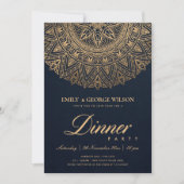 INVITATION LUXE NAVY GOLD CLASSIC ORNATE MANDALA DÎNER PARTIE (Devant)