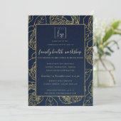 INVITATION LUXE NAVY GOLD KRAFT ROSE ATELIER FLORAL (Debout devant)