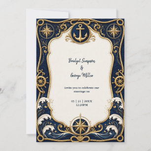 Invitation Luxe Navy Or Anchor De Mariage Naudique