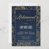 INVITATION LUXE NAVY OR ÉLÉGANT ROSE FLEURIE RETRAITE (Devant)