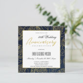 INVITATION LUXE NAVY OR ROSE FLORALE ANNIVERSAIRE TOUTE ANNÉE (Debout devant)