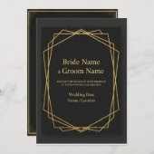 Invitation Luxe Noir et Or (Devant / Derrière)