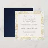 INVITATION LUXE OR BLANC KRAFT ÉLÉGANT ROSE FLORALE MARIAGE (Devant / Derrière)