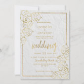 Invitation Luxe or blanc Mariage de dentelle fleurie français (Devant)