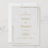 Invitation Luxe or blanc Mariage dentelle fleurie française (Devant)