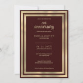 Invitation Luxe or bordeaux 50e anniversaire de Mariage (Devant)
