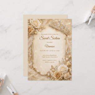 Invitation Luxe Or Ivoire Princesse Sweet 16