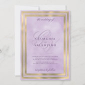 Invitation Luxe or lavande monogramme initiales mariage (Devant)
