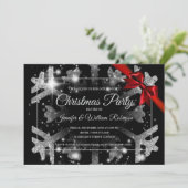 Invitation Luxe Parties scintillant Argent Noël Fête Rouge Ru (Debout devant)