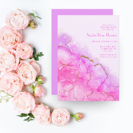 Invitation Luxe Parties scintillant Or d'encre d'alcool Éléga