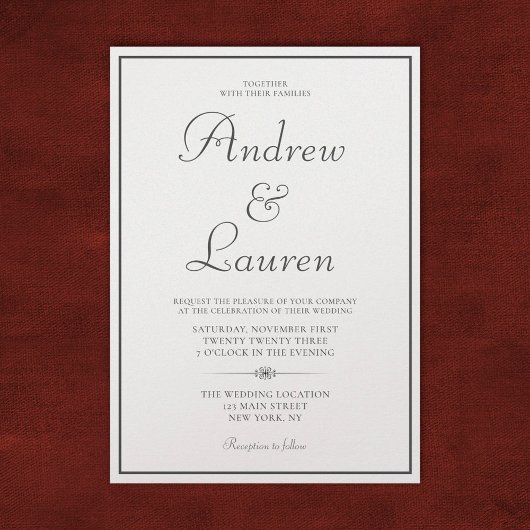 Invitation Luxe Pearl Classic Formal Mariage élégant