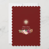 Invitation Luxe Pink Bourgogne Fleurs safran Or Baptême (Dos)