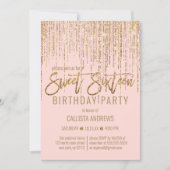 Invitation Luxe Pink Gold Parties scintillant Fringe rideau S (Devant)