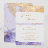 Invitation Luxe Purple & Fête des mariées Abstraite Dorée (Devant / Derrière)