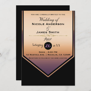 Invitation Luxe Purple & Gold Shine Classy Mariage