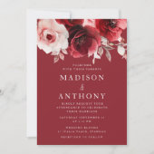 Invitation Luxe Radiance Ruby Red Roses Bloom Mariage (Devant)