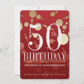Invitation Luxe Red Gold 50th Birthday Party (Devant)