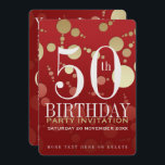 Invitation Luxe Red Gold 50th Birthday Party<br><div class="desc">Concevez vos invitations de fête avec ce invitation personnalisable Rouge avec design de bulles d'or flottant dans une énergie de célébration sur arrière - plan rouge. motif design moderne et passionnant pour une carte d'invitation à toutes les occasions, adaptée aux anniversaires ou à toute autre occasion ou événement spécial. |...</div>