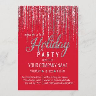 Invitation Luxe Red Silver Parties scintillant Fringe Corpora