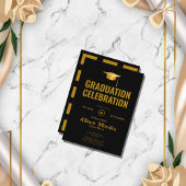 Invitation luxe Rich Gold Noir Simple Classic Graduation