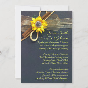 Invitation Luxe Romantique Sunflower Ribbon Mariage Inviter