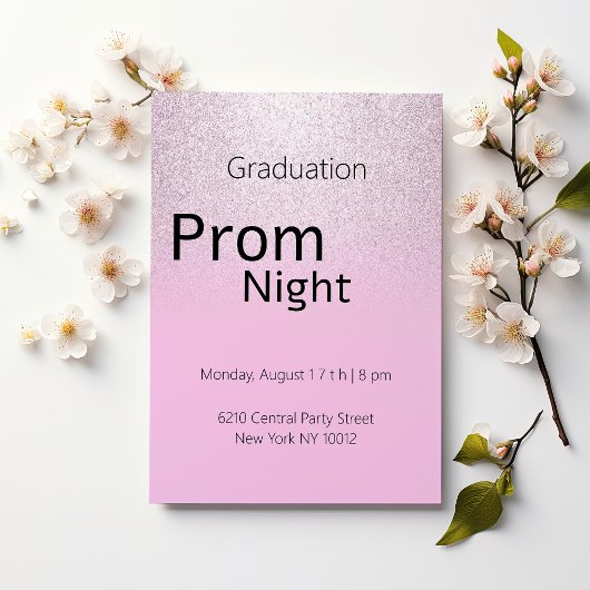 Invitation Luxe rose argent lilas dégradé Graduation Prom