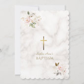 Invitation Luxe Rose Blush Gold Flowers Photo Baptême (Dos)