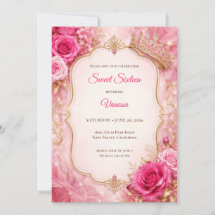 Invitation Luxe Rose Gold Florale Sweet 16