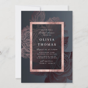 Invitation Luxe rose or vintage Fête des mariées botanique