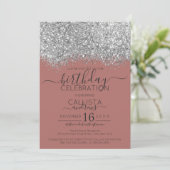 Invitation Luxe Rose Parties scintillant Argent  Confetti Ann (Debout devant)