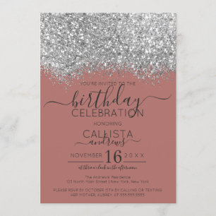 Invitation Luxe Rose Parties scintillant Argent  Confetti Ann