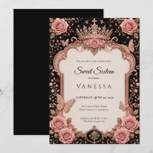 Invitation Luxe Rose Strass Paillettes Sweet 16